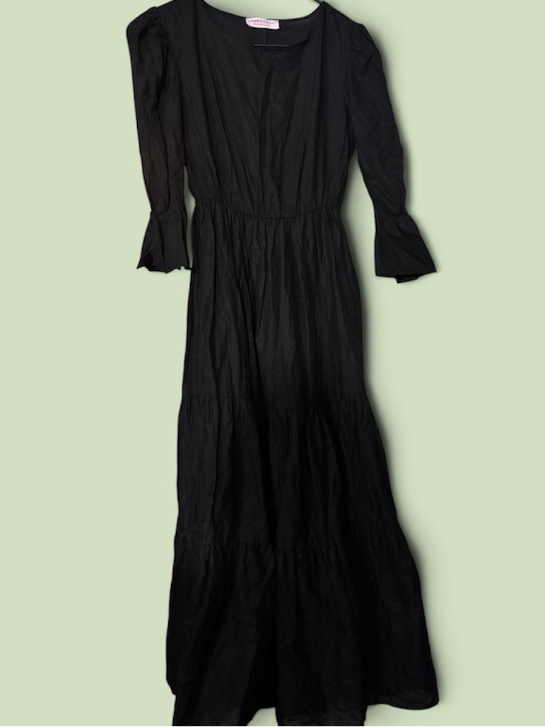 Classic Black Peasant Maxi Dress - Size Medium — image 2 of 8